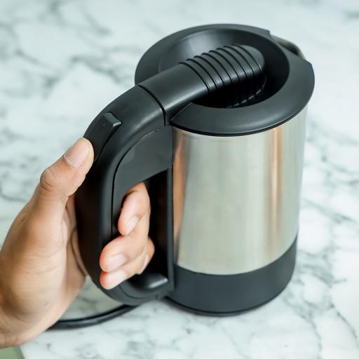 Geepas Stainless Steel Travel Kettle 0.5L | 1100W Compact Electric Kettle| Stainless Steel Housing | Fast Boil | Auto Shut-Off | Boil Dry Protection