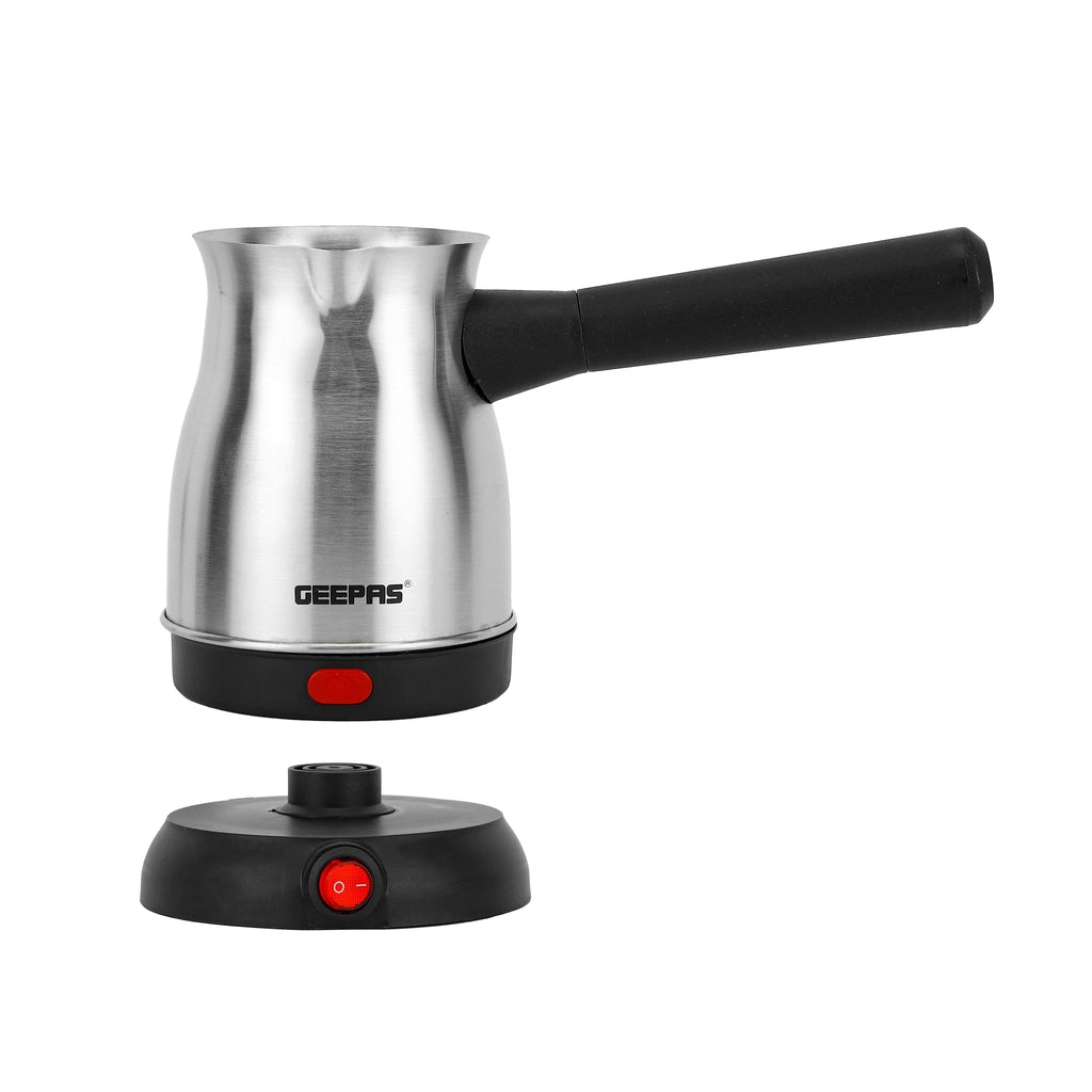 Geepas Electric Turkish Coffee Maker - 0.8L| Stainless Steel | 800W | 360Â° Rotation | Non-Automatic Cut-Off| Perfect for Boiling Water, Milk
