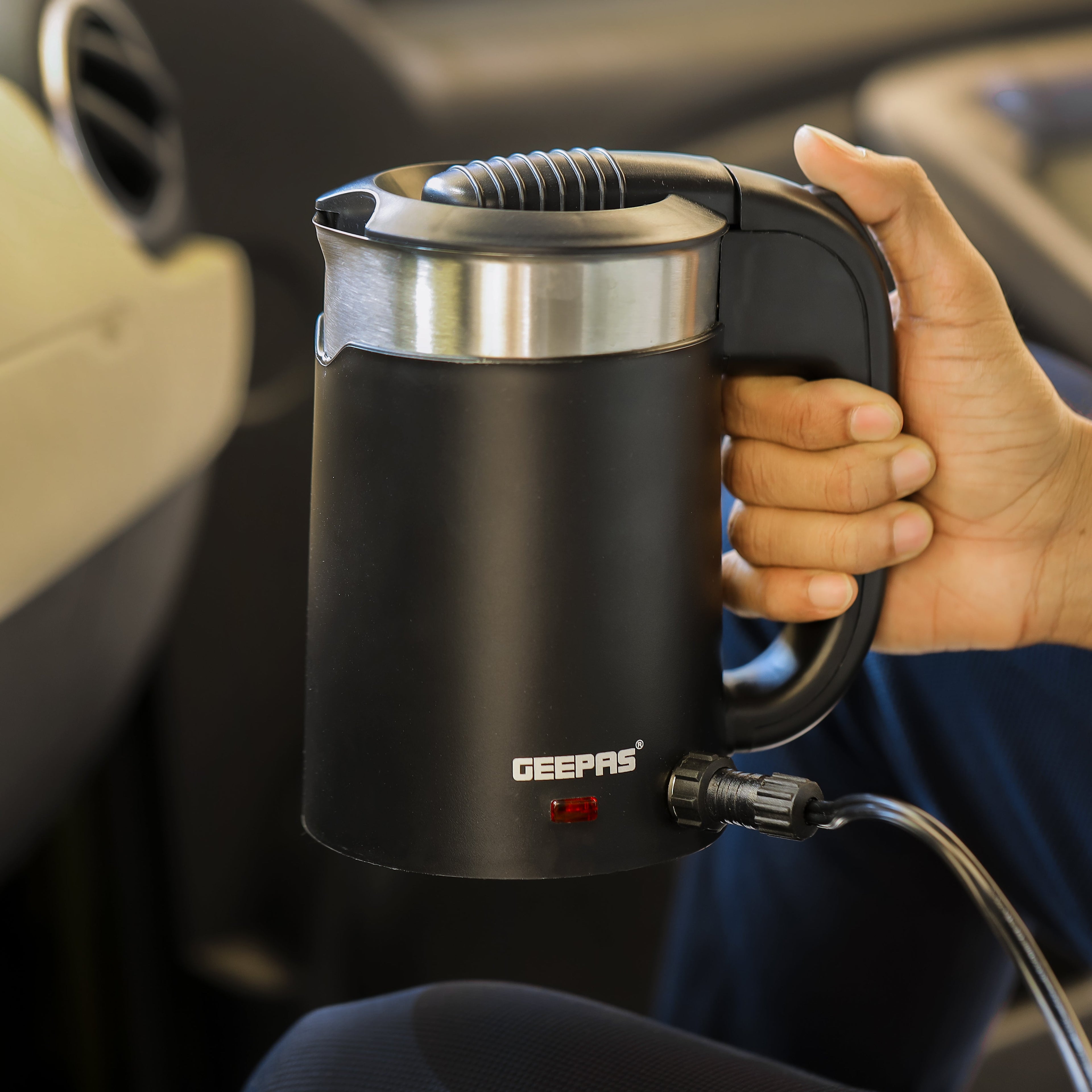 2-in-1 Double Layer Traveller's Kettle, 0.5L Kettle | 12V Portable Electric Car Kettle | Stainless Steel Coffee Mug with Cigarette Lighter Charger