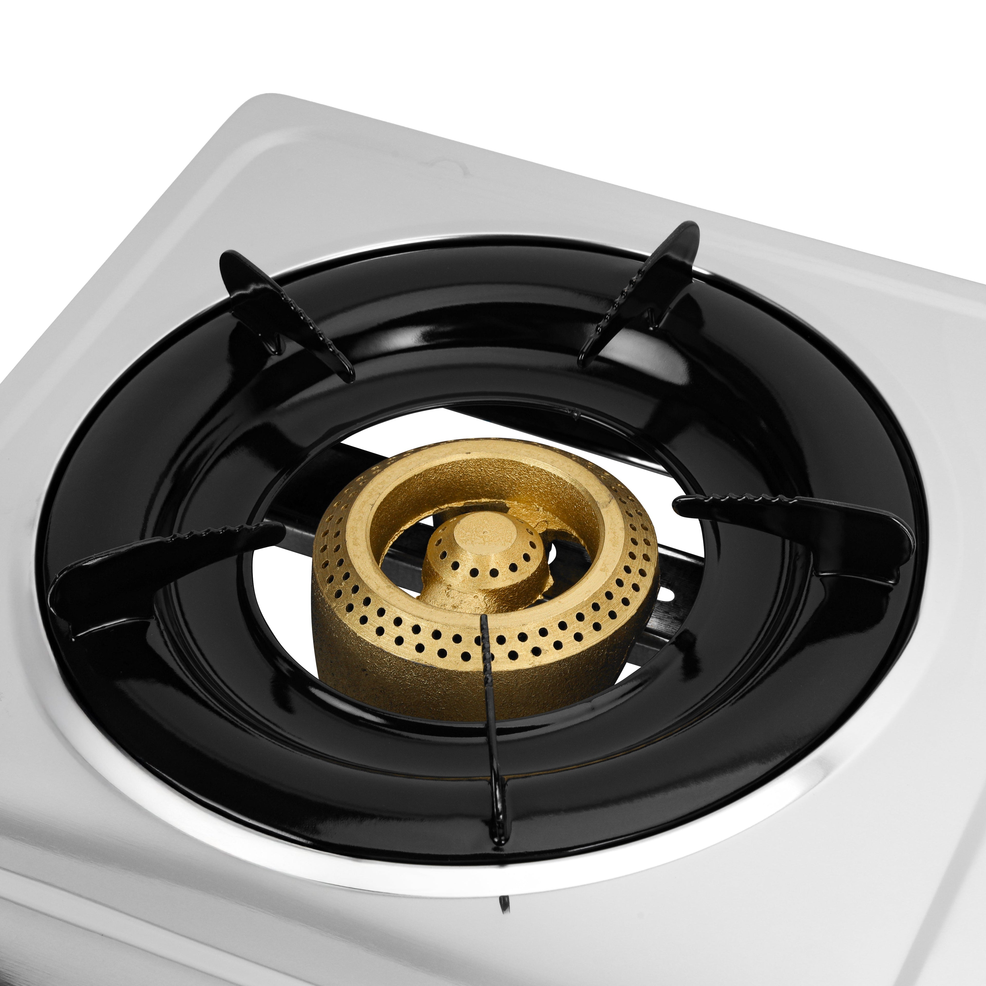 Geepas Stainless Steel Gas Cooker / Double Cast Iron Burner Stovetop| Low Gas Consumption | Efficient Heating | Auto Ignition System | LPG Stove | Silver