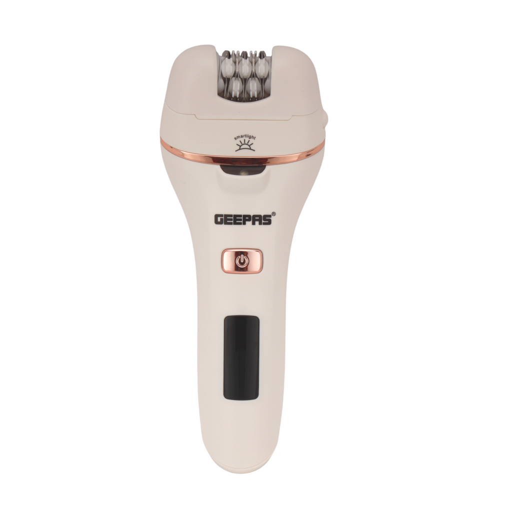 Geepas 4-in-1 Rechargeable Ladies Epilator Set | Hair Shaver | Epilator & Dual Callous Remover Heads | LED Battery Display | 2-Speed Levels