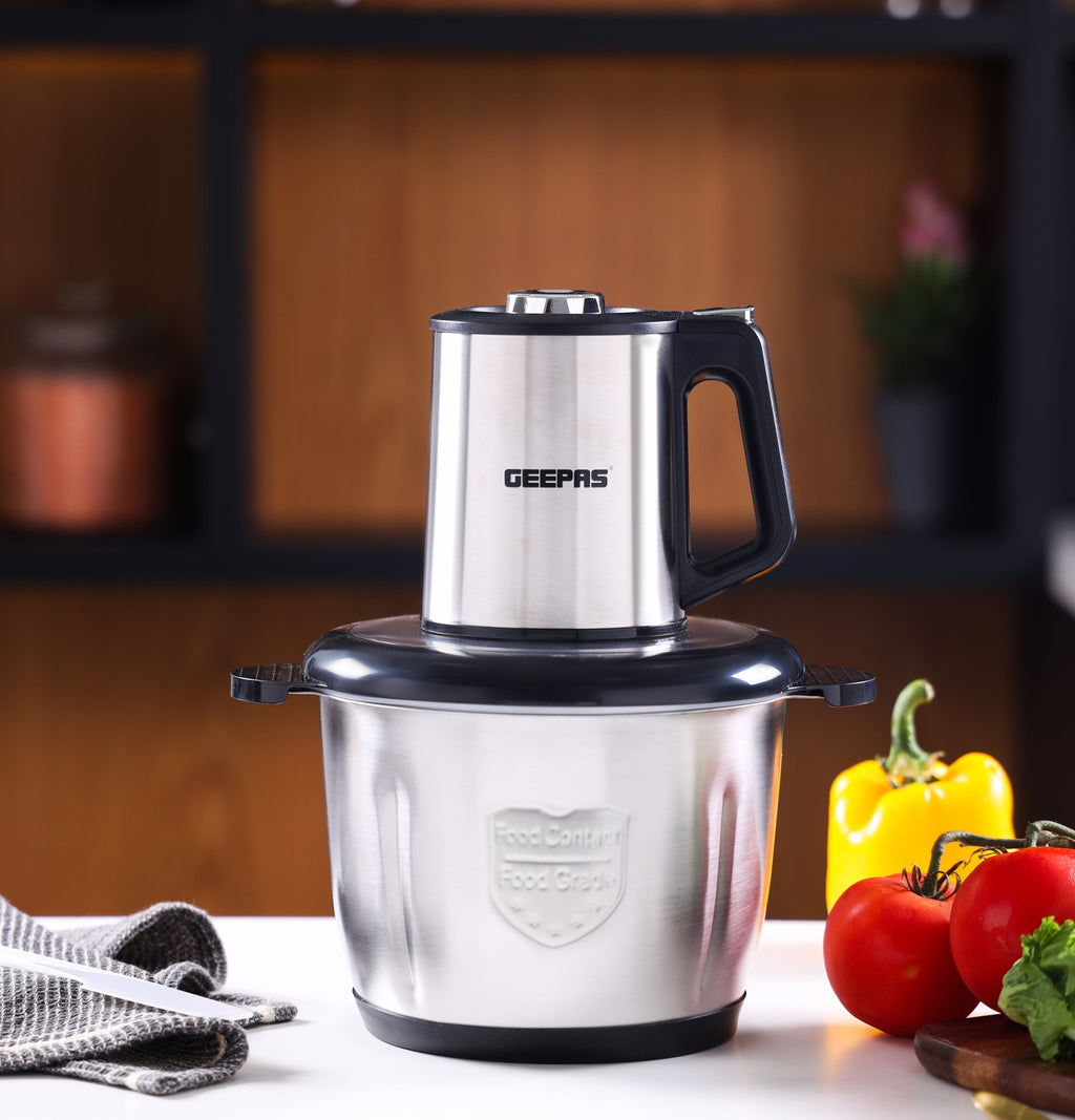 Geepas Multi Chopper | 500W| 3L Stainless Steel Bowl | 3-Speed Control | Stainless Steel Double Blades | Heavy Duty Food Processor