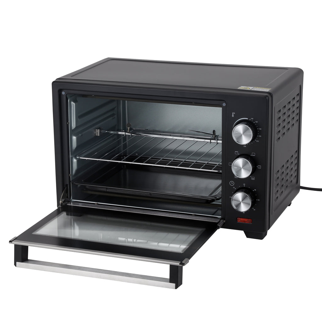 Geepas Electric Oven with Rotisserie | 24L Capacity | 1600W Power | Adjustable Temperature Control | 60-Minute Timer | Perfect for Baking, Grilling, and Roasting