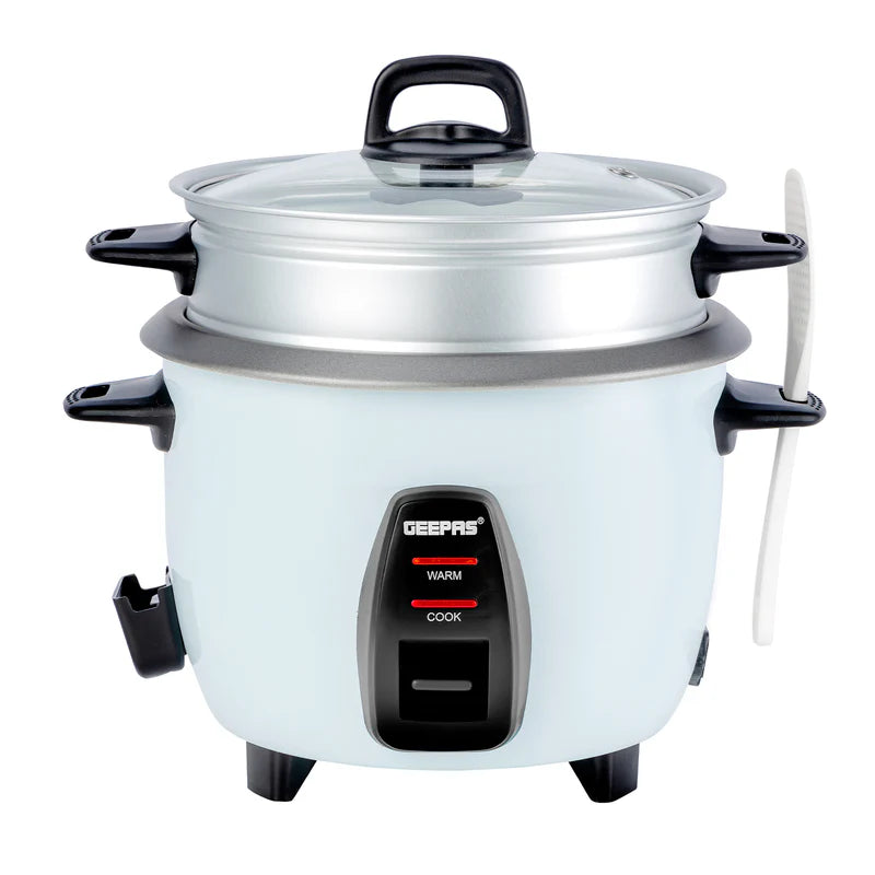 Geepas Multi-Function Rice Cooker | 1L Capacity| Perfect for Cooking, Steaming & Keeping Food Warm | Energy Efficient & Easy to Clean Design