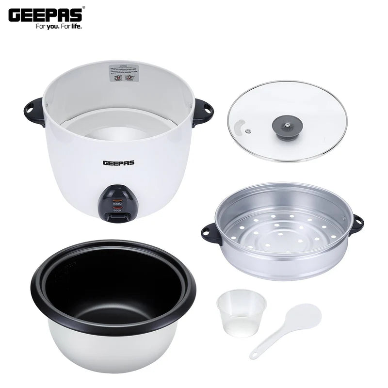Geepas Automatic Rice Cooker | 2.2L Capacity | 3-in-1 Function â?? Cook, Steam & Keep Warm | Non-Stick Inner Pot, Easy to Clean & Durable Design