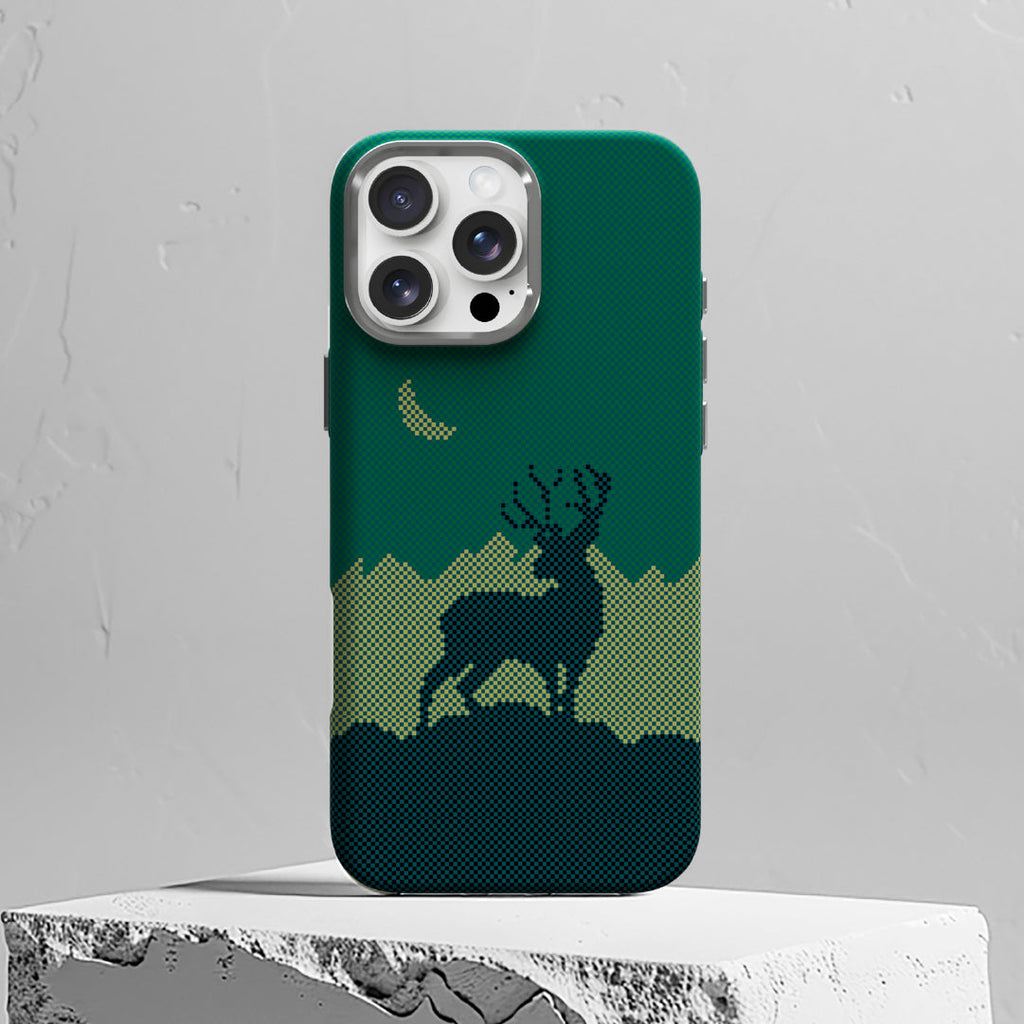 LZEL MagCarbon Deer Cover for iPhone 16 Pro Max | Green Deer
