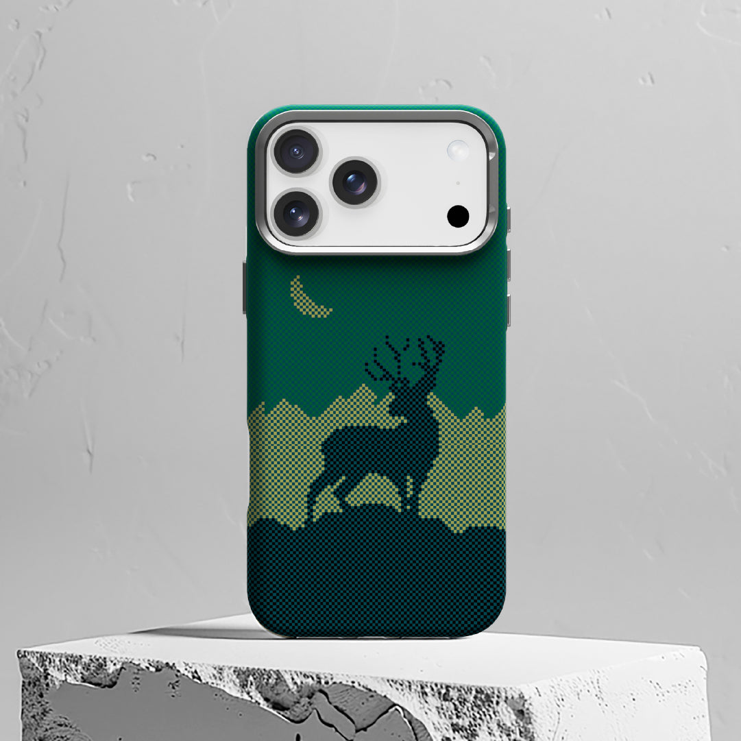LZEL MagCarbon Deer Cover for iPhone 17 Pro Max | Green Deer