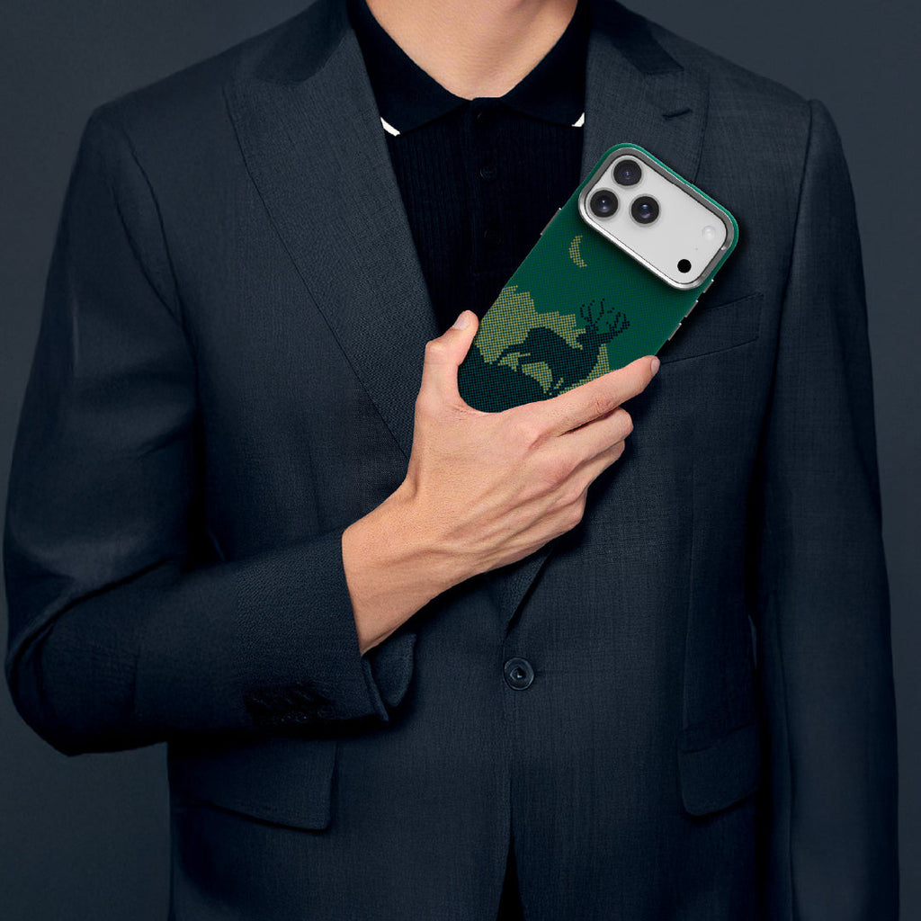 LZEL MagCarbon Deer Cover for iPhone 17 Pro Max | Green Deer