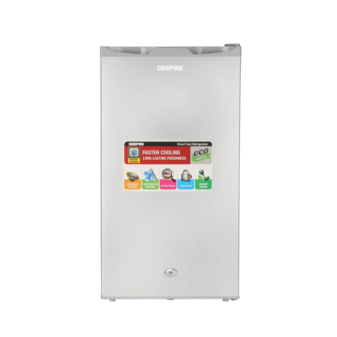 Geepas 110L Single Door RefrigeratorDoor Direct Cool Refrigerator – 86L Net Capacity, Mechanical Temperature Control with Defrost Function