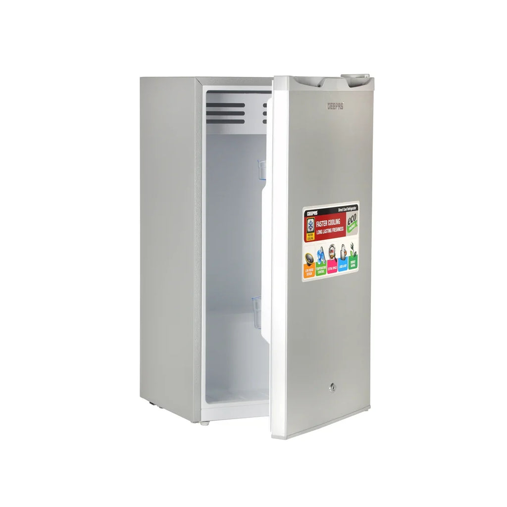 Geepas 110L Single Door RefrigeratorDoor Direct Cool Refrigerator – 86L Net Capacity, Mechanical Temperature Control with Defrost Function