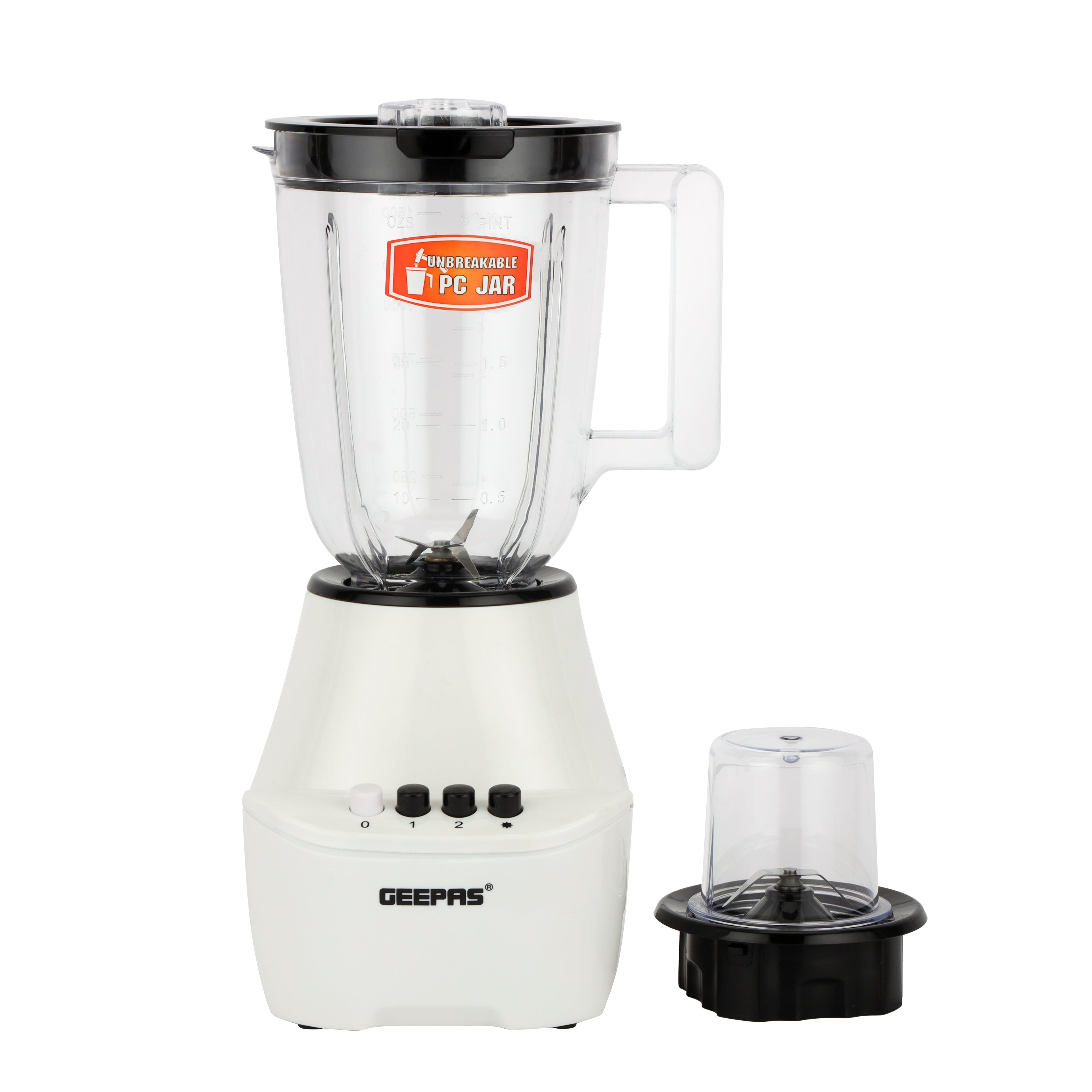 Geepas 2-in-1 Blender 250W - Stainless Steel Blades - 4 Speed