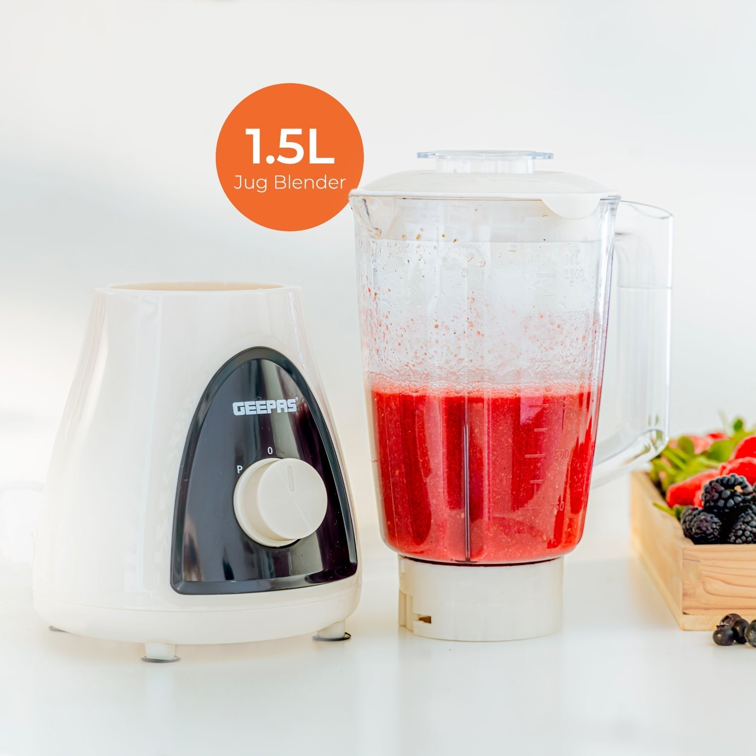 Geepas 500W 2 in 1 Blender - Stainless Steel Blades, 2 Speed Control with Pulse | Overheat Protection| Ice Crusher, Chopper, Coffee Grinder & More