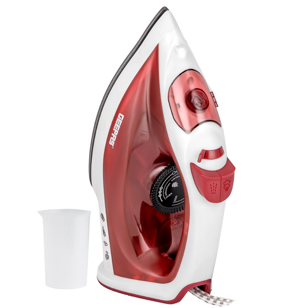 Geepas  Steam Iron â?? Non-Stick Soleplate, Comfortable Handle, 120ml Water Tank, Multi-Function