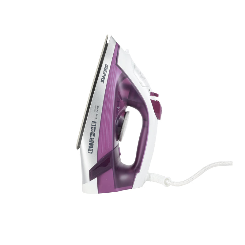 Geepas Ceramic Steam Iron â?? 2000W Power, 220ml Water Tank, Adjustable Steam Control, 360° Swivel Cord, Self-Cleaning & Anti-Drip Function