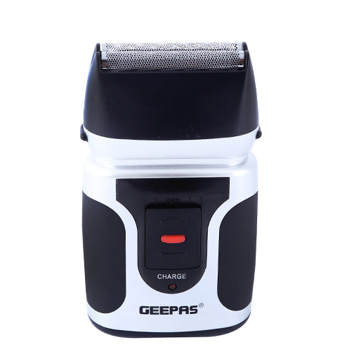 Geepas 2-in-1 Men's Shaver – Mini Travel Rechargeable Precision Foil Shaver with Sideburns Trimmer, Wet & Dry Use, Dual Reciprocating Blades, Travel Pouch