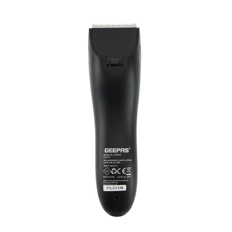 Geepas Rechargeable Hair Clipper â?? Stainless Steel Blade, 600mAh Rechargeable Battery, Cordless Operation, Precision Cutting, Easy Maintenance