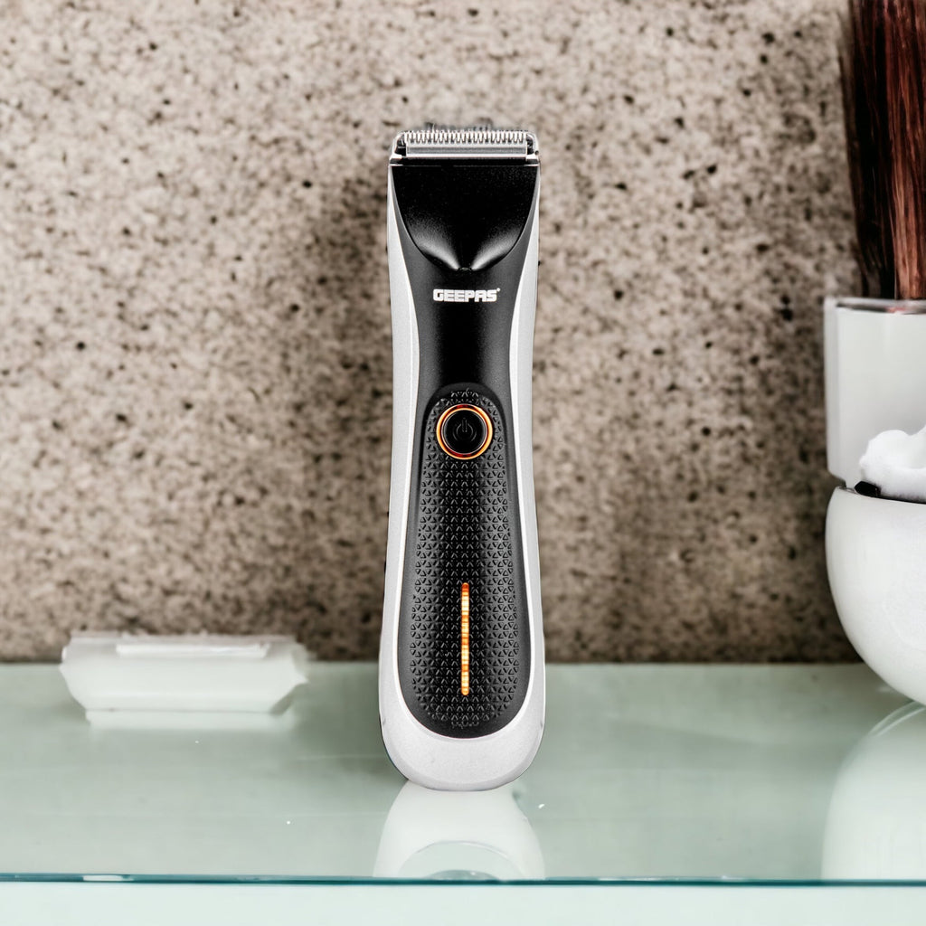 Geepas ProShield 1.0 â?? Waterproof Cordless Hair & Beard Trimmer, Dual Turbo, LED, USB, Stainless Steel Blades