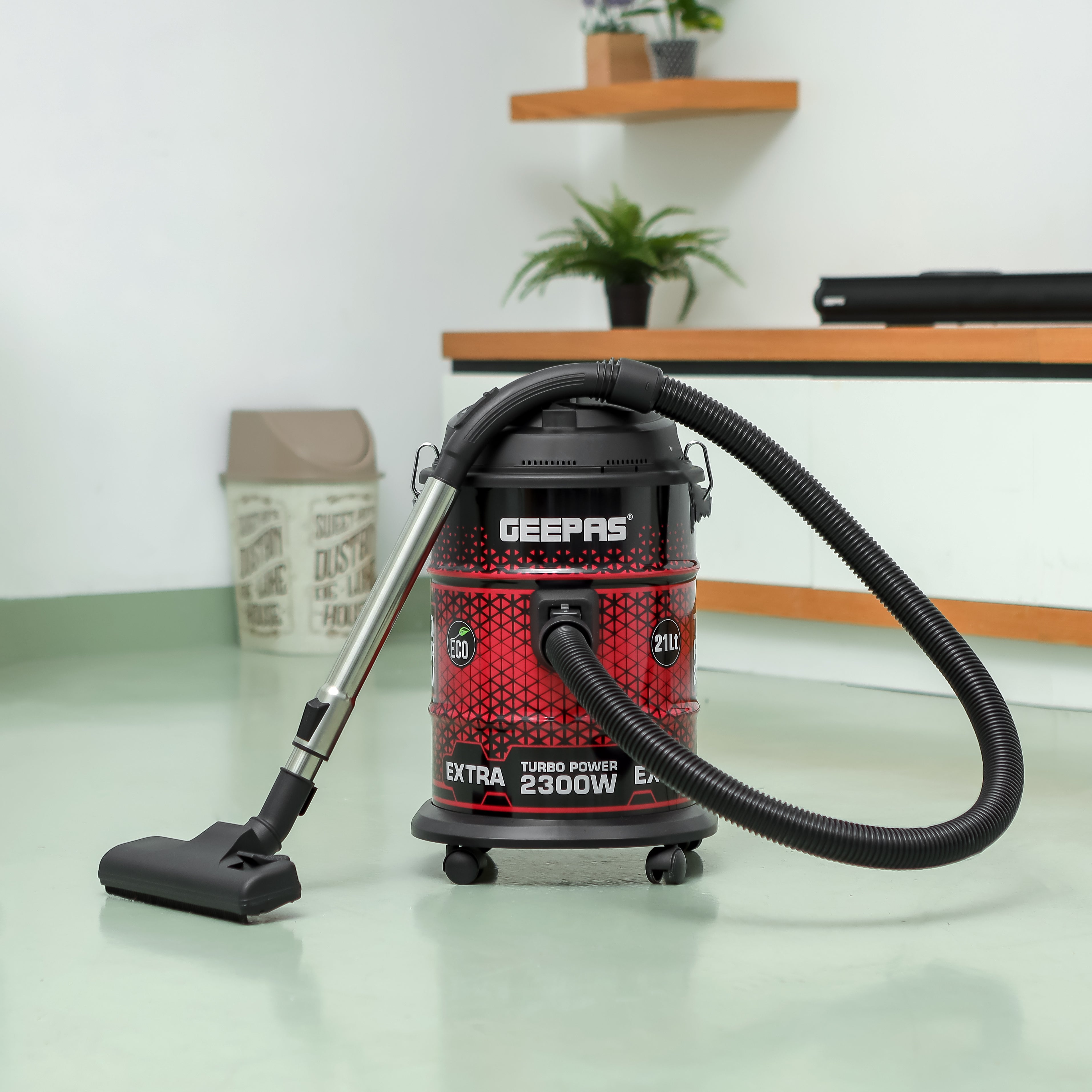 Geepas Drum Vacuum Cleaner â?? 2300W, 21L Iron Tank, Dry & Blow, High Efficiency, Dust Indicator