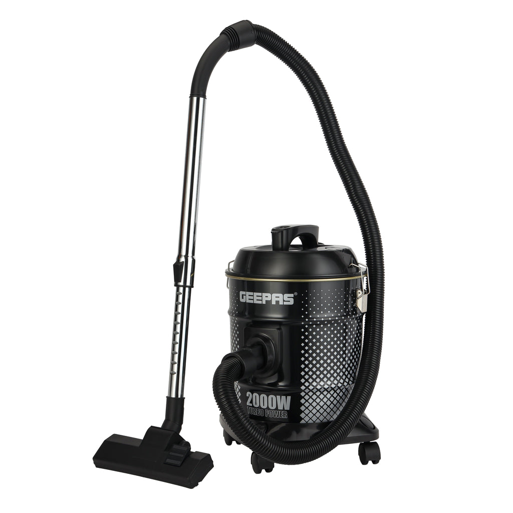 Geepas Drum Vacuum Cleaner â?? 2000W, 18L, Dry & Blow, Anti-Rust, Powerful Suction