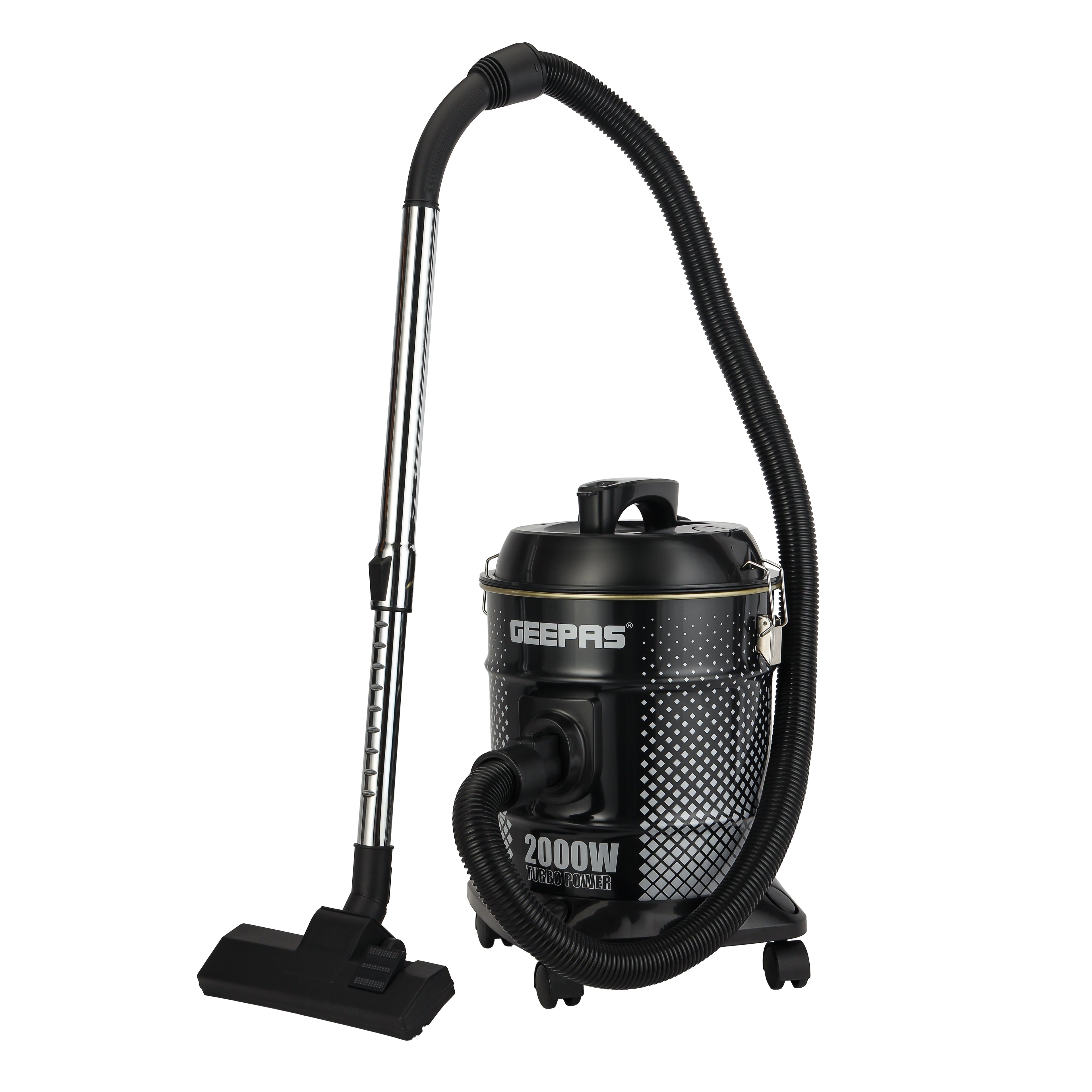 Geepas Drum Vacuum Cleaner â?? 2000W, 18L, Dry & Blow, Anti-Rust, Powerful Suction
