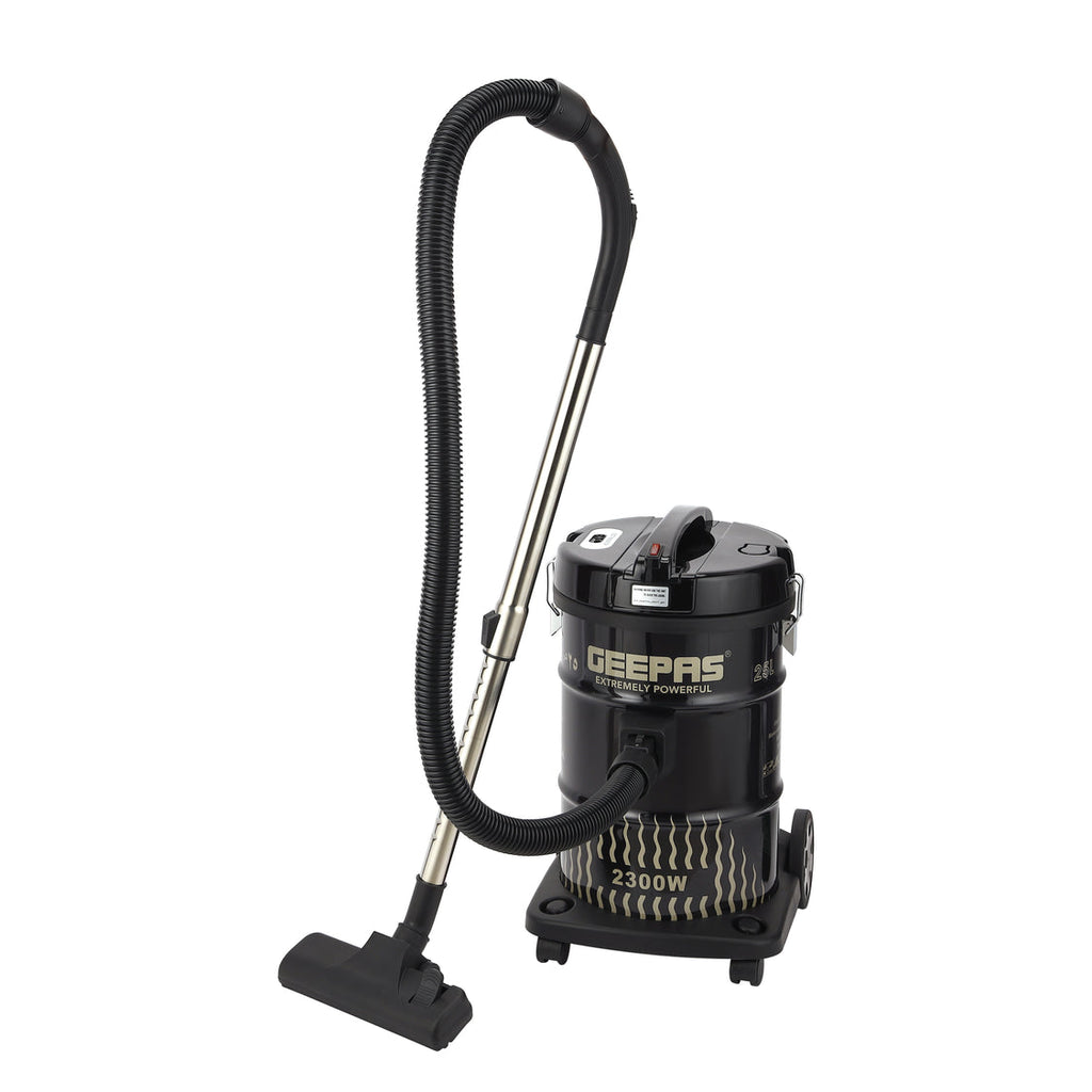 Geepas 2300 W Drum Vacuum Cleaner , 25 L Dust Bag Capacity with Elegant Body , Iron Tank , Powerful Suction ,Dry and Blow Function , Full Indicator