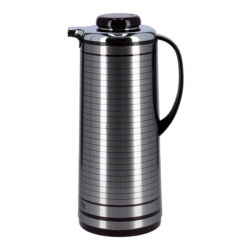 Geepas Vacuum Flask | 1.3L Capacity | Hot & Cold Beverage Insulation | Durable Plastic, Iron, Glass, Silica Gel Material | Mirror & Brown Finish | Leak-Proof Design