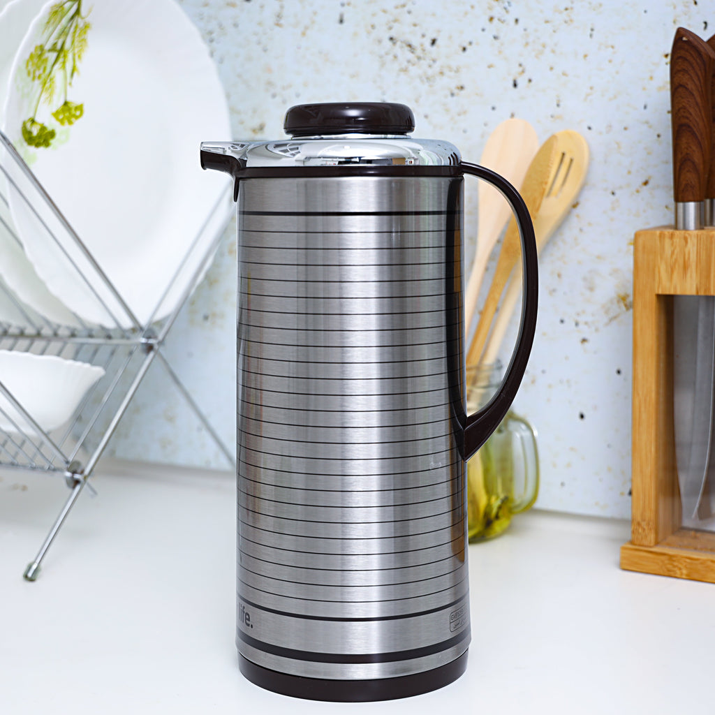 Geepas Vacuum Flask | 1.9L Capacity | Hot & Cold Insulation | Durable Plastic, Iron, Glass, Silica Gel Material | Keeps Drinks Fresh