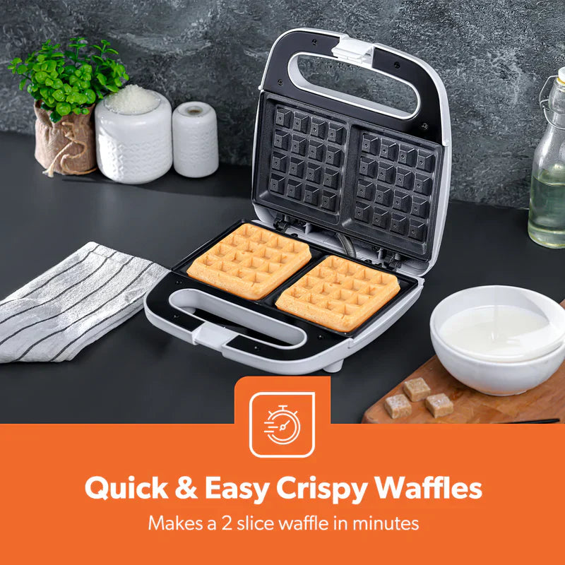 Geepas GWM676 Waffle Maker | 750W | Non-Stick | Dual Lights | Cool Handle | Overheat Protection