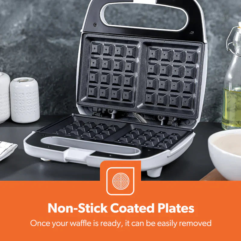 Geepas GWM676 Waffle Maker | 750W | Non-Stick | Dual Lights | Cool Handle | Overheat Protection