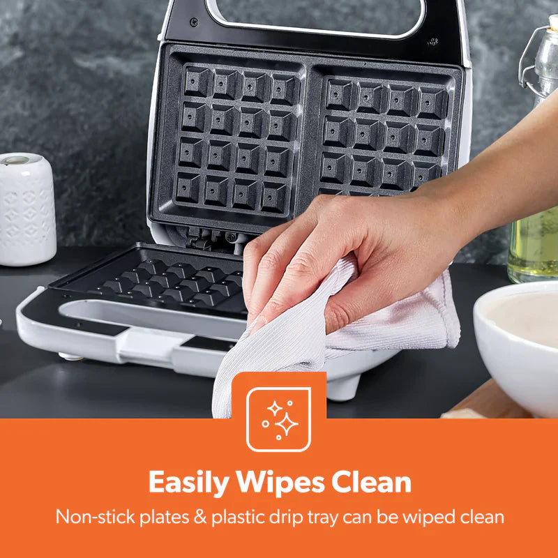 Geepas GWM676 Waffle Maker | 750W | Non-Stick | Dual Lights | Cool Handle | Overheat Protection