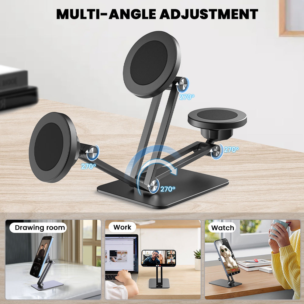 LZEL Magfusion Flex Magnetic Desktop Phone Stand With Multi-Angle Adjustment