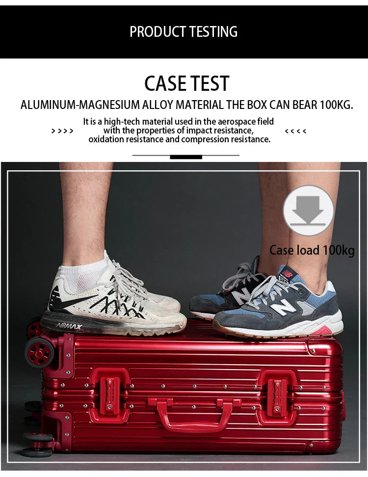 90 Percent Trolly Aluminum Suitcase 4 Wheels 20 Inch | Silver