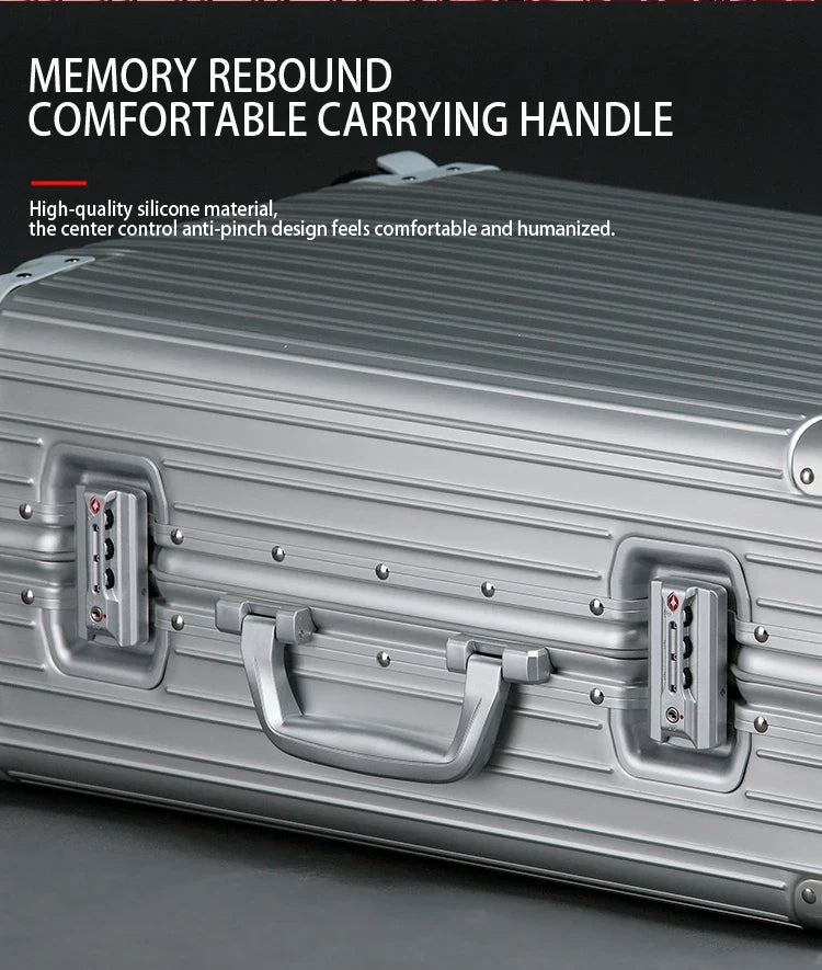 90 Percent Trolly Aluminum Suitcase 4 Wheels 24 Inch | Silver