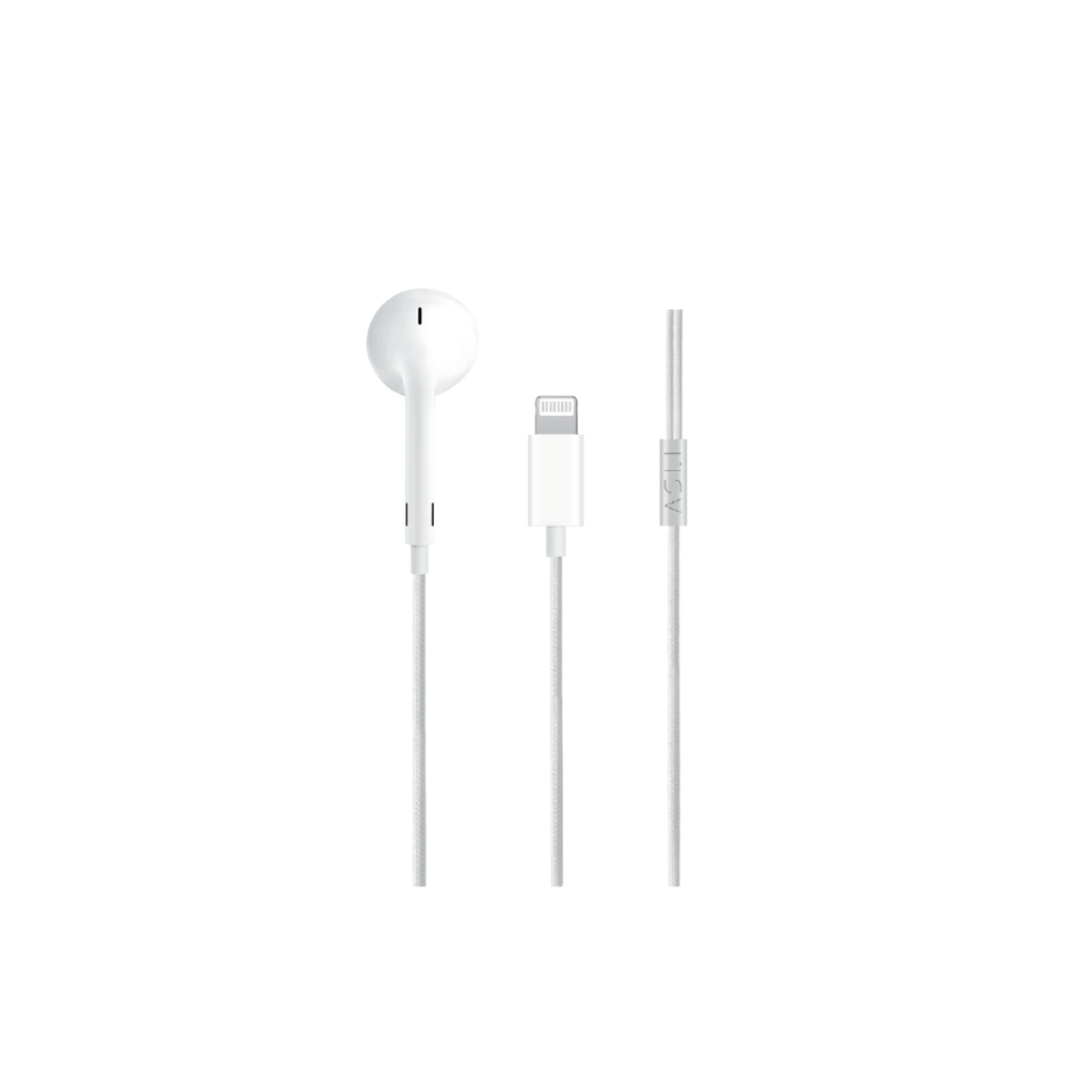 Asli Global SoundPods Mono Single Earphone with Lightning Connector, 1.2m | White