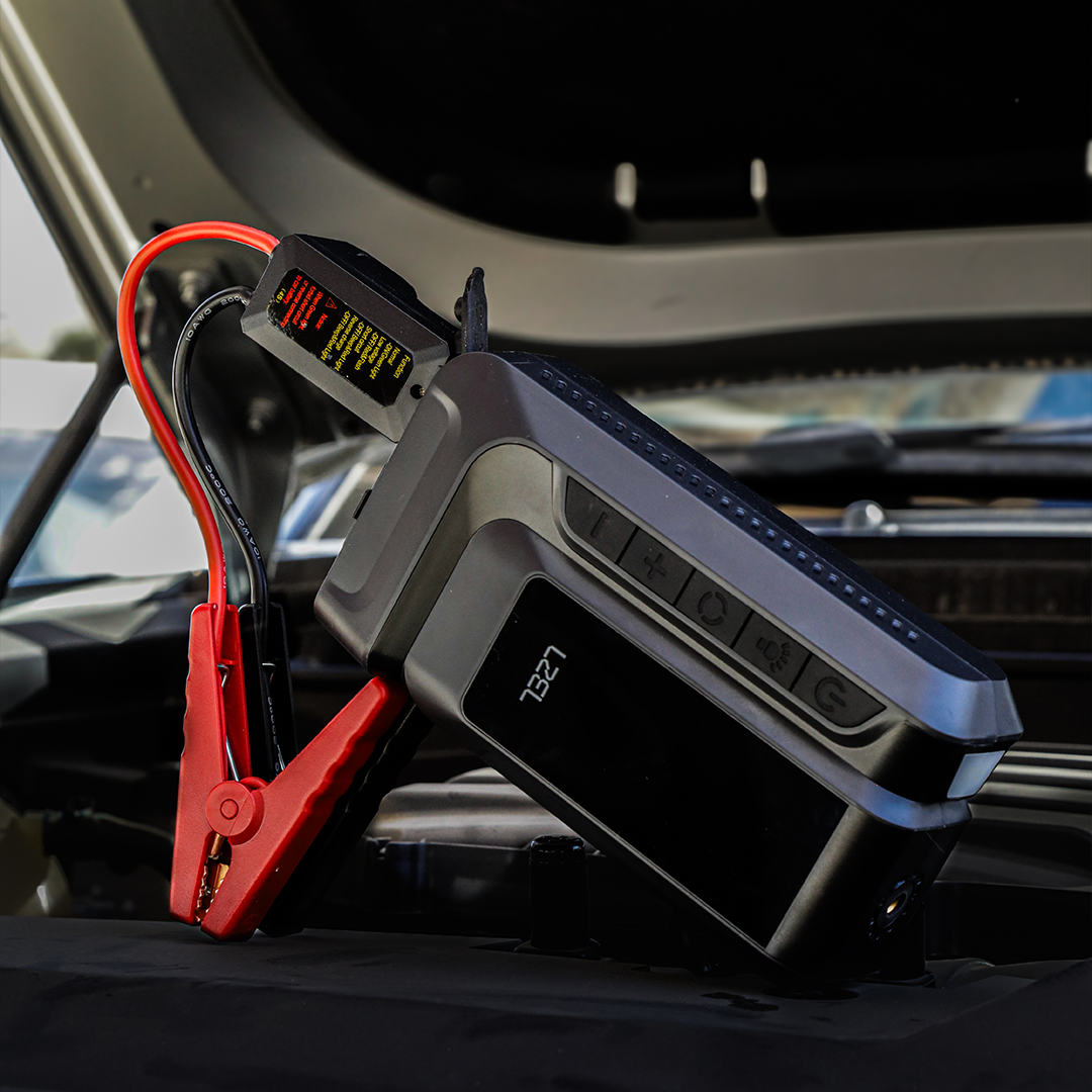 LZEL EnergizeIgnite Air 12000mAh 12V Car Jump Starter with LED Flashlight & Tire Inflator | Gray/Black