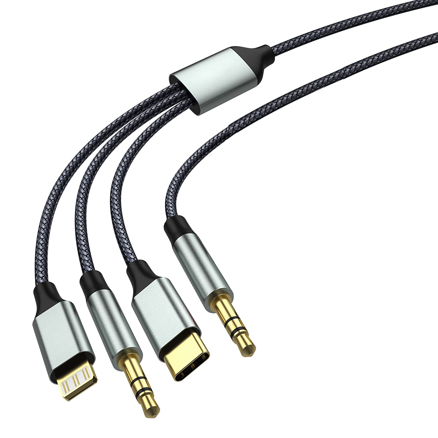 Asli Global Powertriflex Audio 3-In-1 Braided 3.5Mm Aux Audio Cable | Black