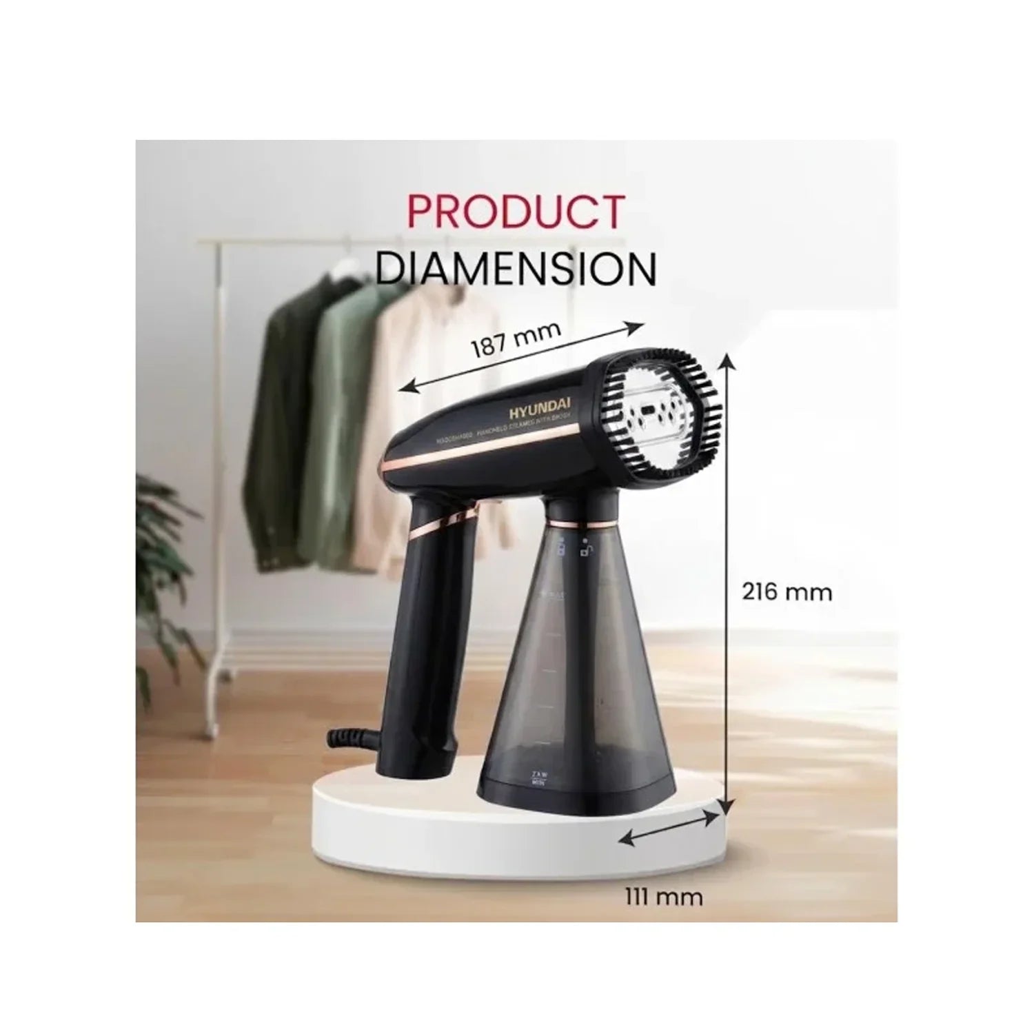 Hyundai Handheld Garment Steamer - 1600W - 320ml