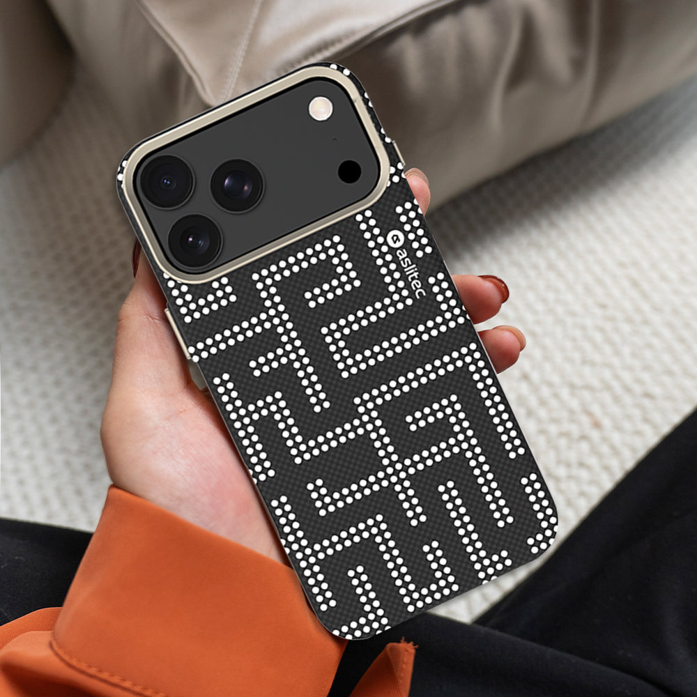 aslitec MAZEMAG MagSafe Case with Metal Accents & Maze Pattern for iPhone 18 Pro