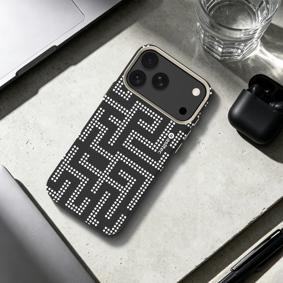 aslitec MAZEMAG MagSafe Case with Metal Accents & Maze Pattern for iPhone 18 Pro