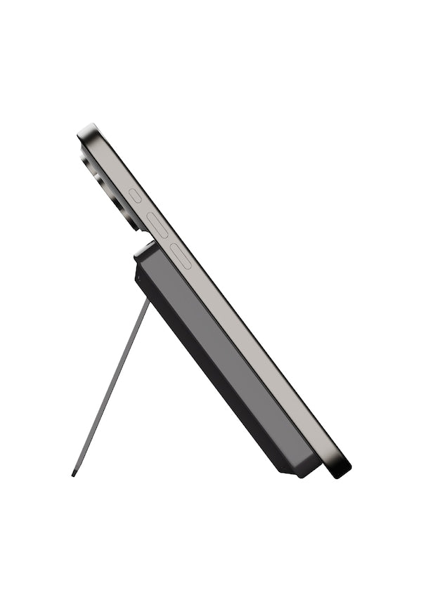 Momax Power X Pro Magnetic Wireless Power Bank â€“ 5000 mAh, Includes Kickstand & Built-in USB-C Cable | Black