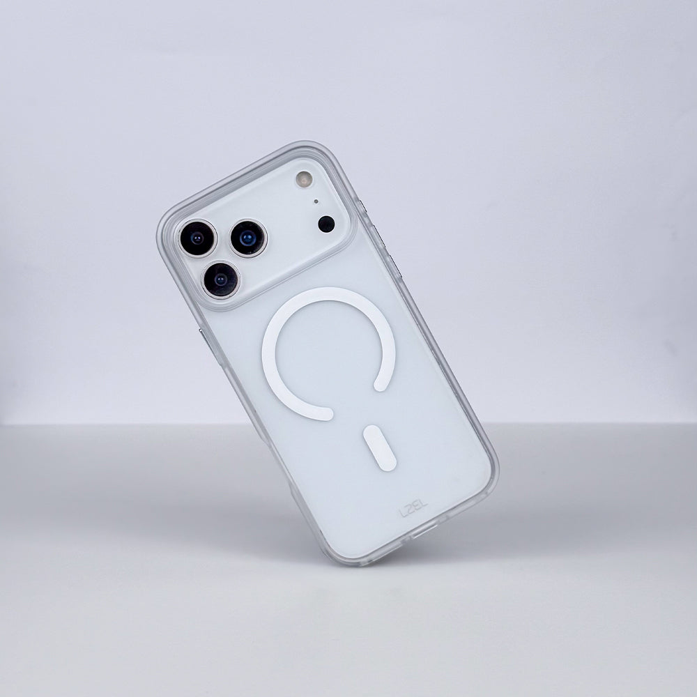 LZEL MAGMATTE ELITE Crystal Clear MagSafe Case with Matte PC for iPhone 18 Pro & 18 Pro Max | White
