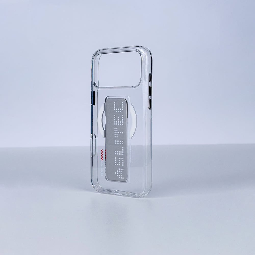 aslitec Magstand Crystal Clear Magsafe With Leather Kickstand Case For iPhone 18 Pro Max