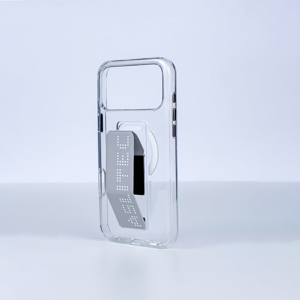aslitec Magstand Crystal Clear Magsafe With Leather  Kickstand Cas For iPhone 18 Pro & 18 Pro Max