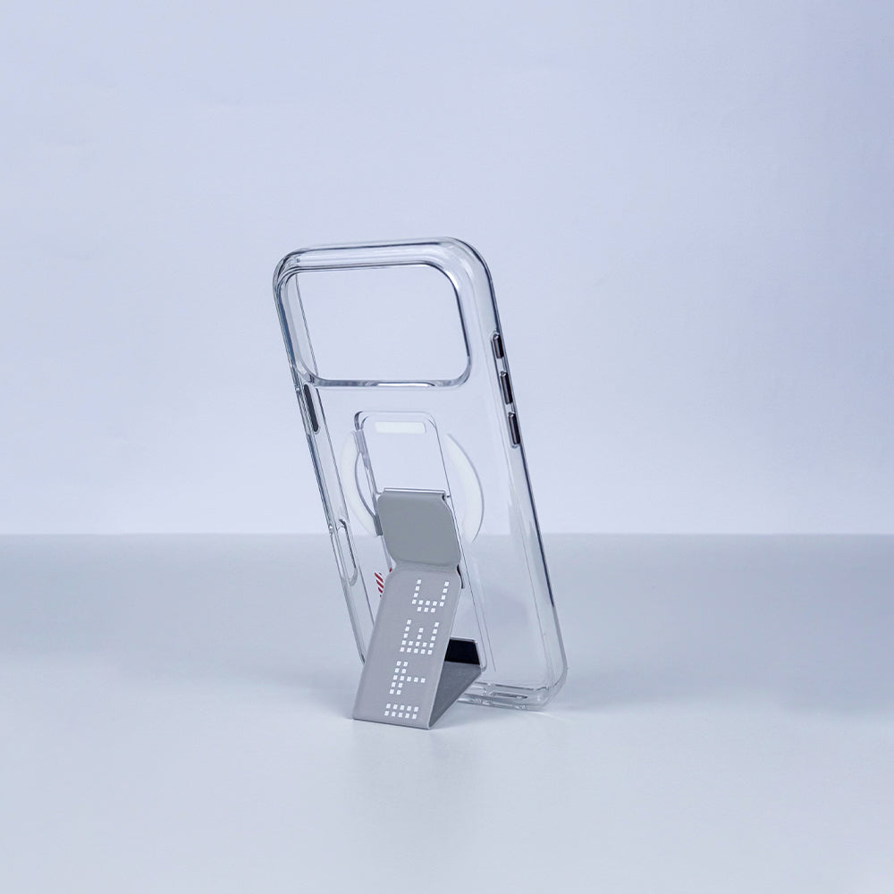 aslitec Magstand Crystal Clear Magsafe With Leather  Kickstand Cas For iPhone 18 Pro & 18 Pro Max