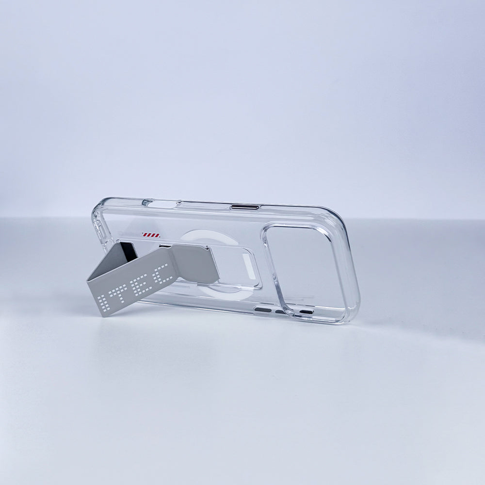 aslitec Magstand Crystal Clear Magsafe With Leather Kickstand Case For iPhone 18 Pro Max