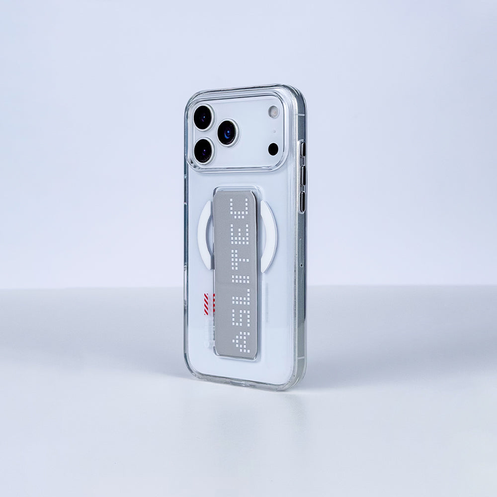 aslitec Magstand Crystal Clear Magsafe With Leather  Kickstand Cas For iPhone 18 Pro