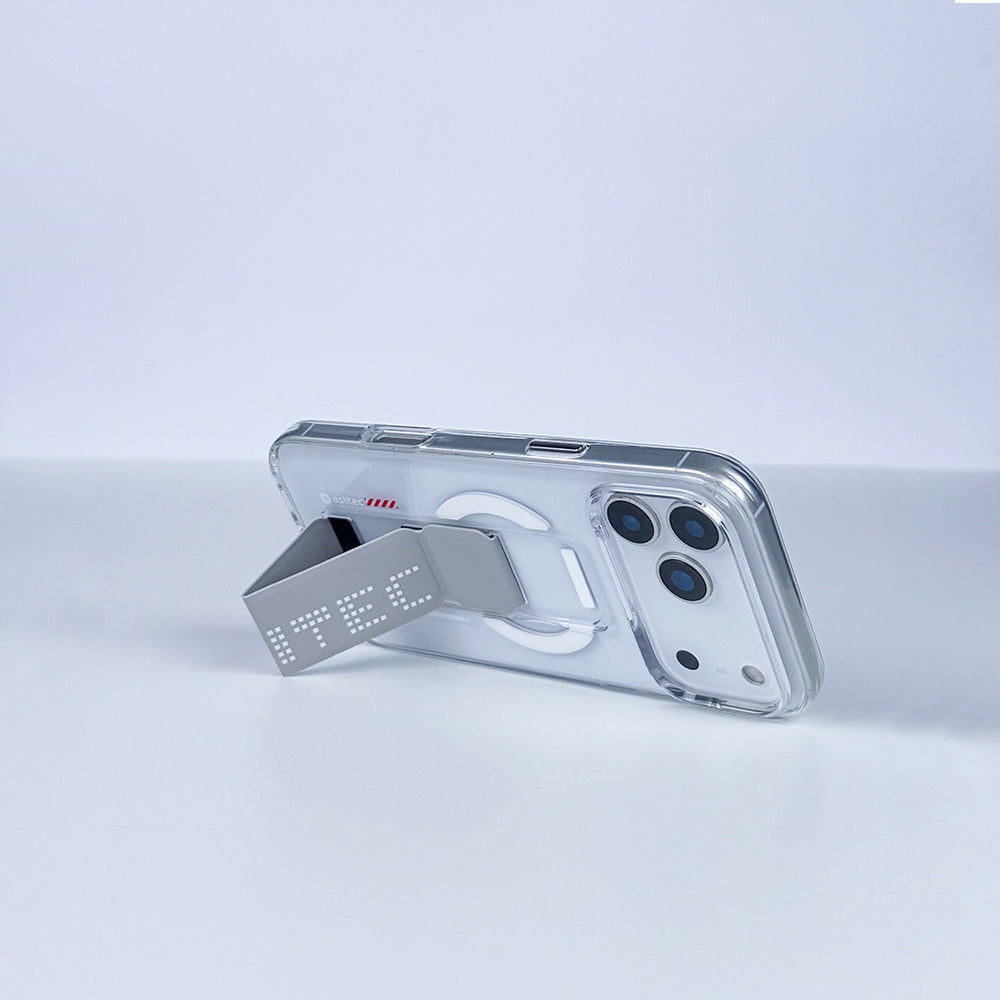 aslitec Magstand Crystal Clear Magsafe With Leather Kickstand Case For iPhone 18 Pro Max