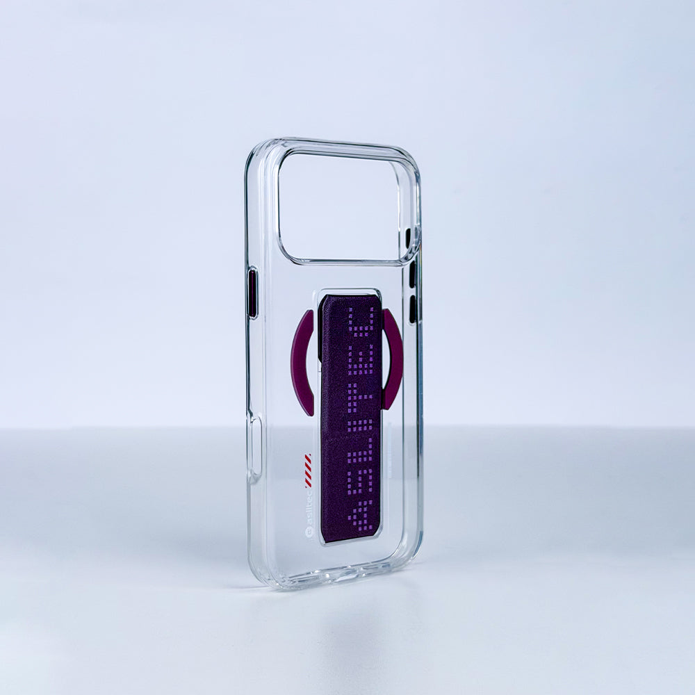 aslitec Magstand Crystal Clear Magsafe With Leather  Kickstand Cas For iPhone 18 Pro