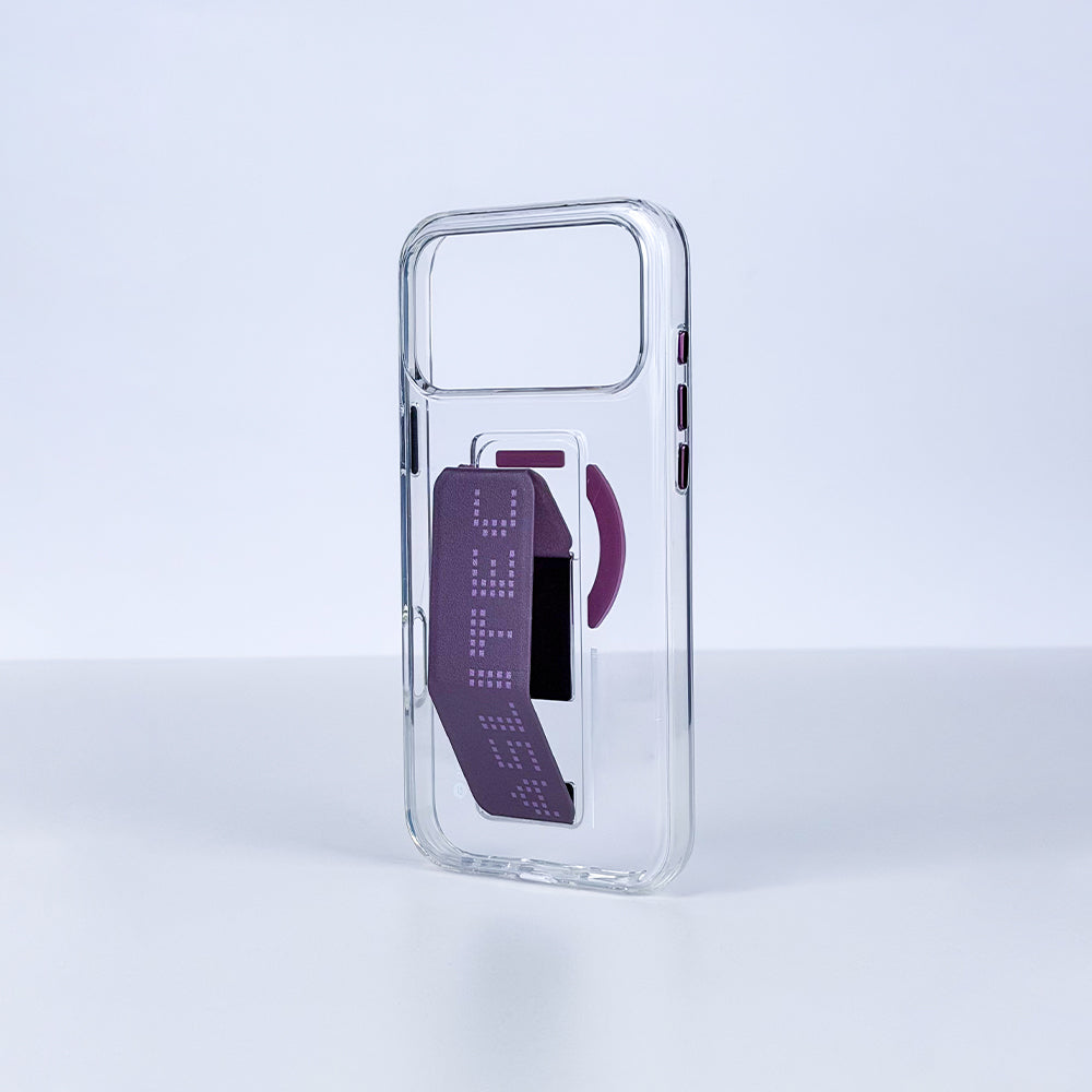 aslitec Magstand Crystal Clear Magsafe With Leather Kickstand Case For iPhone 18 Pro Max