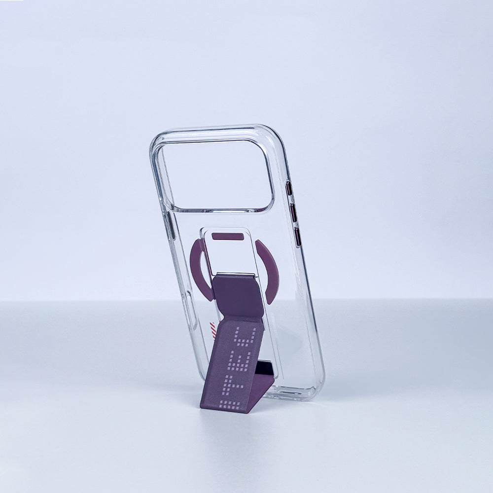 aslitec Magstand Crystal Clear Magsafe With Leather  Kickstand Cas For iPhone 18 Pro